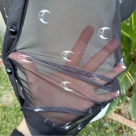 Killstar Gothic Punk Sheer Moon Victorian Button Up Blouse - Picture 5 of 9